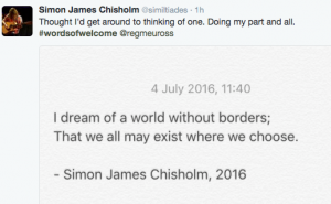 Simon James Chisholm #wordsofwelcome