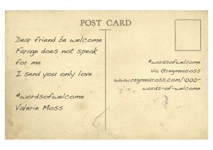 #WordsOfWelcome postcard Valerie Moss