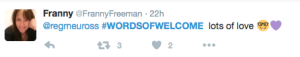 Franny Freeman #wordsofwelcome @regmeuross #1000wordsofwelcome