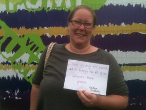Kathryn #wordsofwelcome @regmeuross at Village Pump Folk Fest