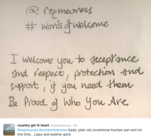 #wordsofwelcome @regmeuross #1000wordsofwelcome